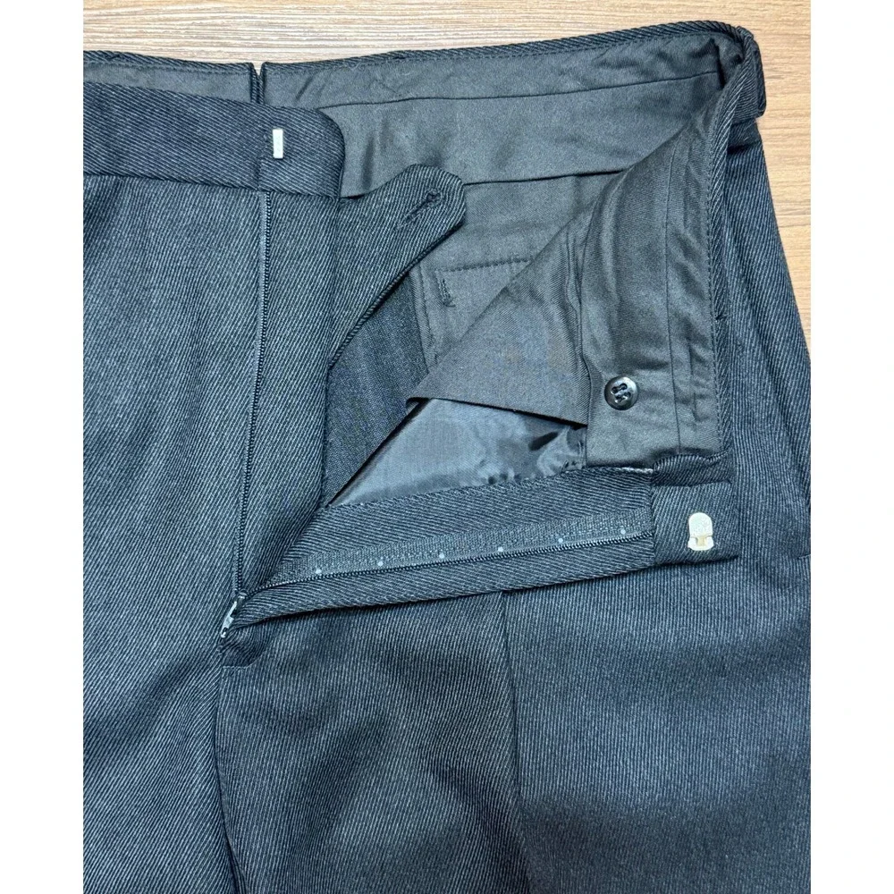 VTG Brooks Brothers 100% Wool Pleated Cuffed Dress Pants Charcoal USA Made Sz 34